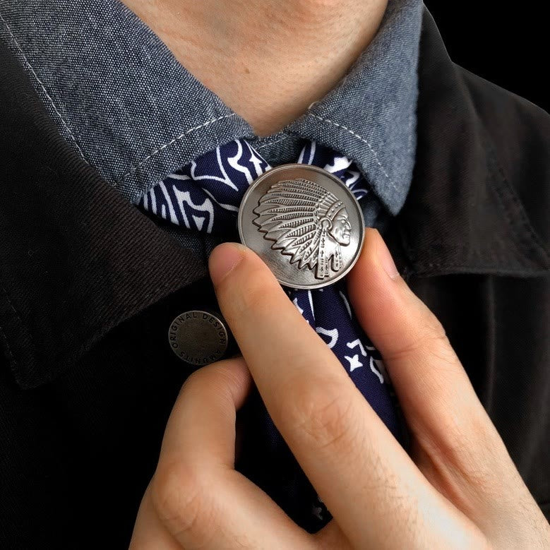 Bufanda con hebilla estilo hip hop retro de estilo indio para hombre