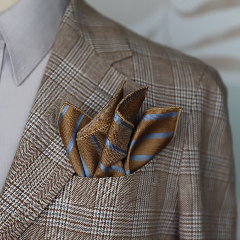 Pañuelo de bolsillo de negocios con estampado de cuadros pequeños a rayas para hombre