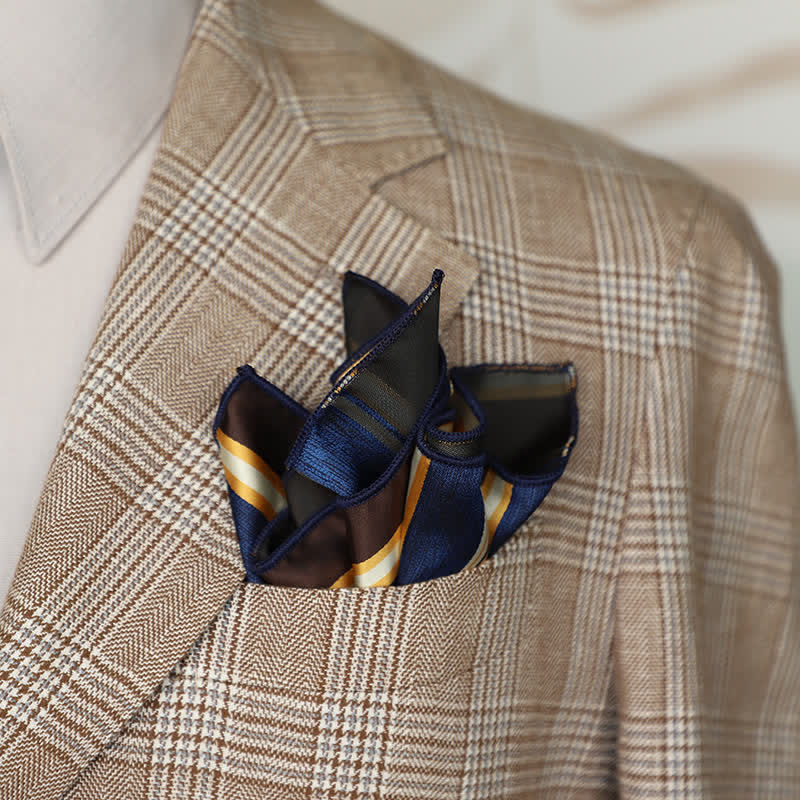 Pañuelo de bolsillo de negocios con estampado de cuadros pequeños a rayas para hombre