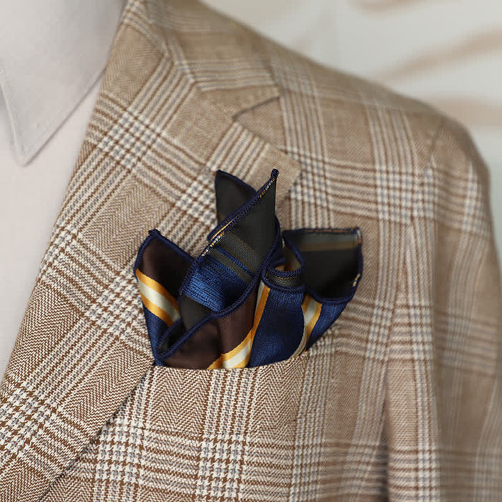 Pañuelo de bolsillo de negocios con estampado de cuadros pequeños a rayas para hombre