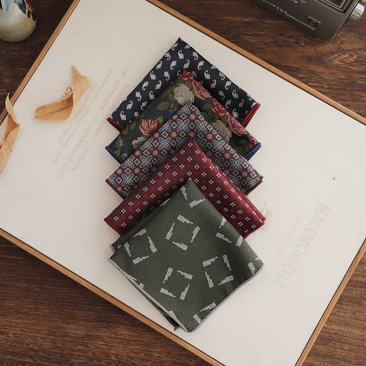 Pañuelo de bolsillo de jacquard con motivos florales de lujo para hombre