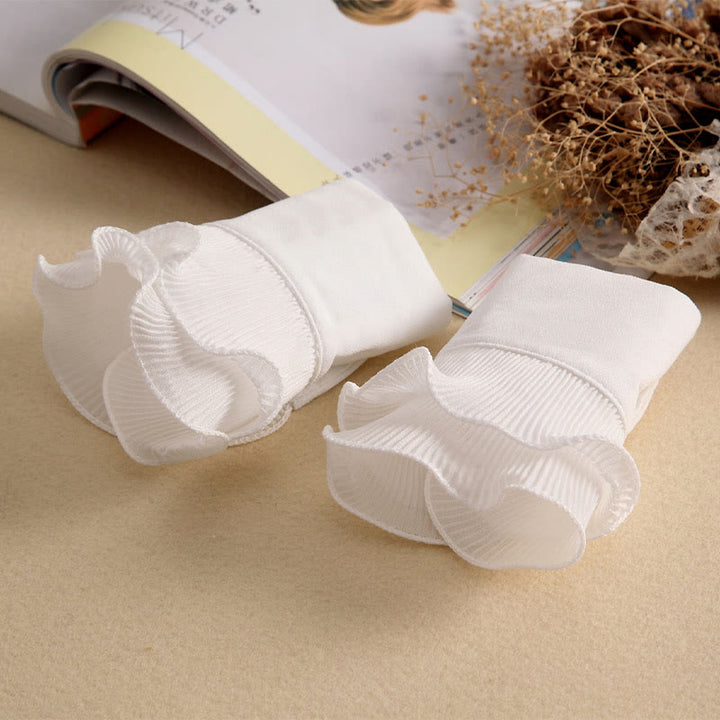 Camisa con solapa desmontable, cuello alto falso con volantes y mangas