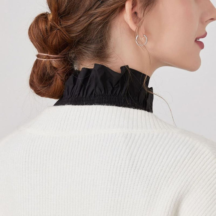 Camisa con cuello en V y cuello falso desmontable para mujer