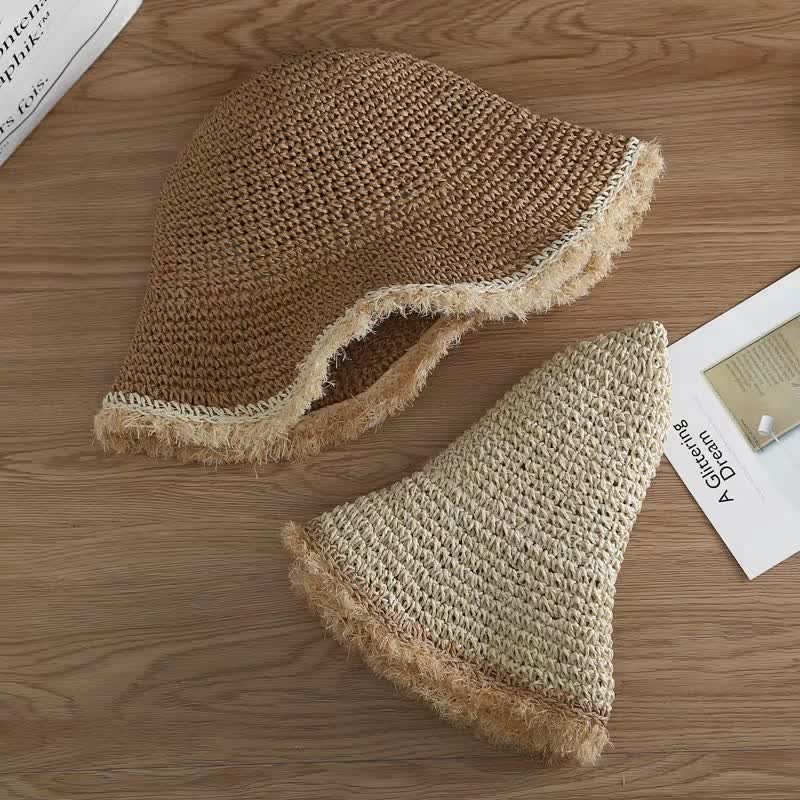 Sombrero de paja plegable y flexible para primavera y verano para mujer