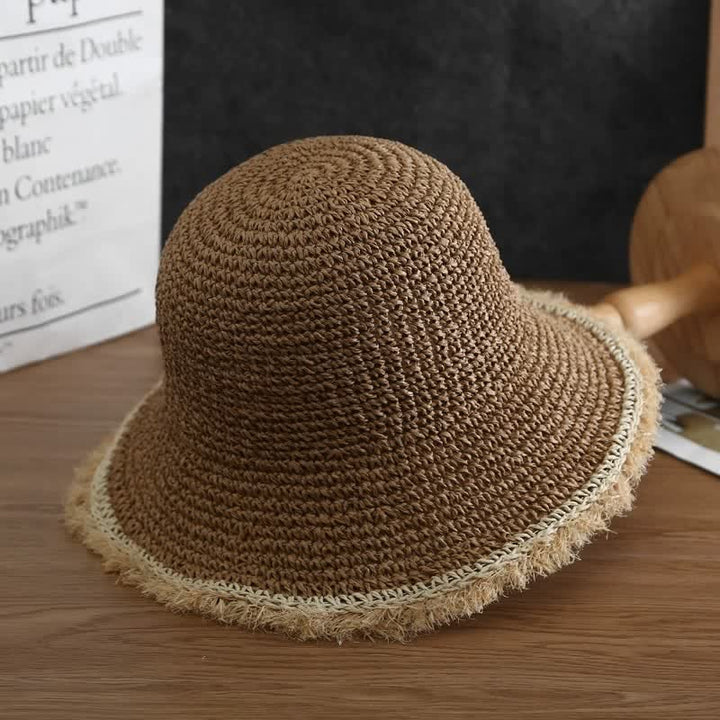 Sombrero de paja plegable y flexible para primavera y verano para mujer