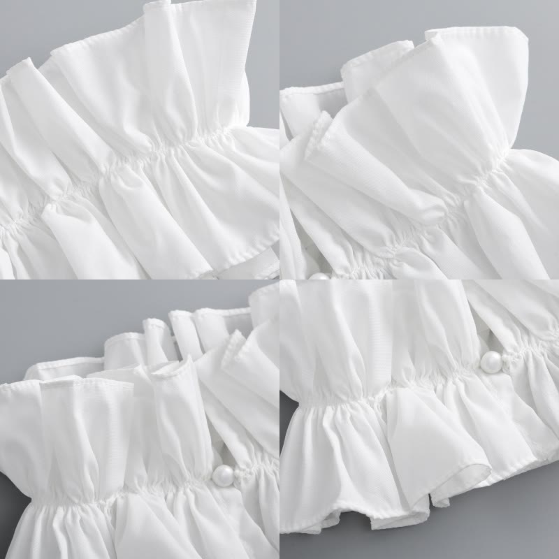 Camisa con cuello alto, fruncido y pliegues y cuello falso desmontable