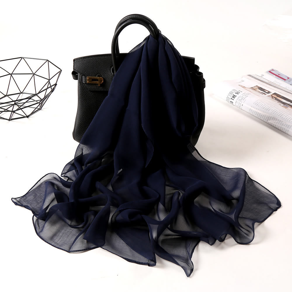 Bufanda fina de gasa con protección solar de color liso para verano