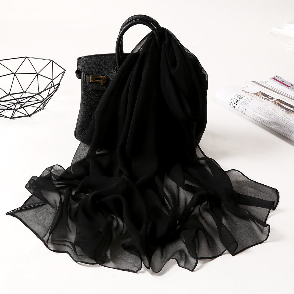 Bufanda fina de gasa con protección solar de color liso para verano