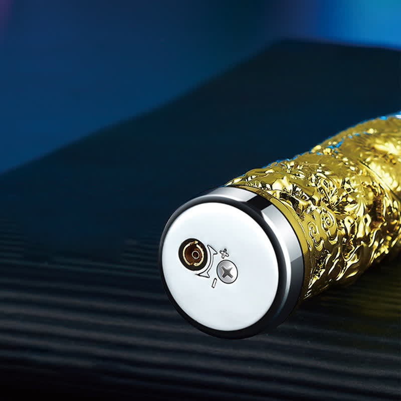 Encendedor de butano recargable cilíndrico con flash LED de Dragon Creative