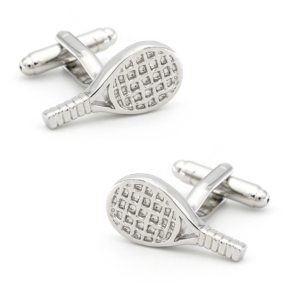 Juego de gemelos con fundas para botones de raqueta de tenis para hombre, 1 par