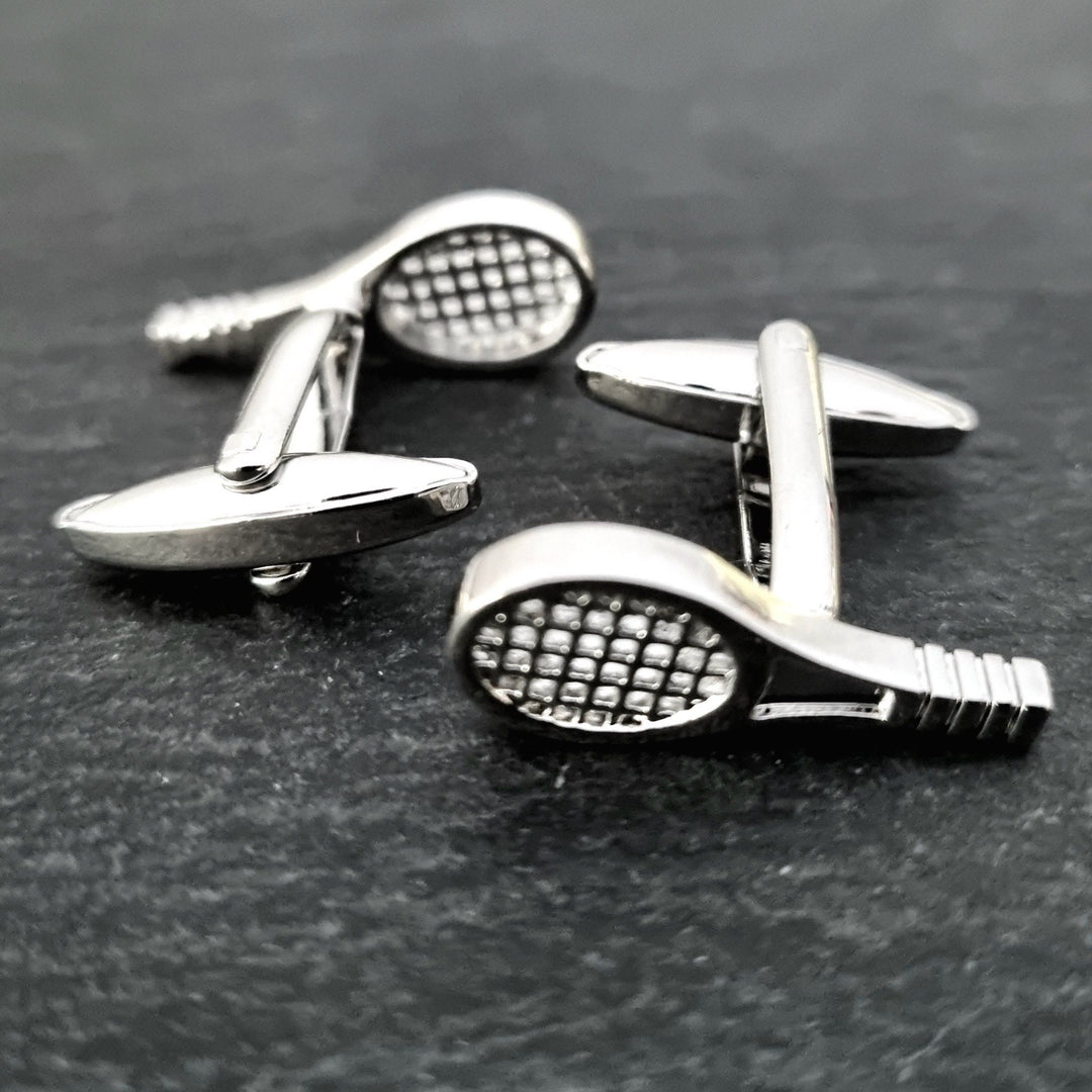 Juego de gemelos con fundas para botones de raqueta de tenis para hombre, 1 par