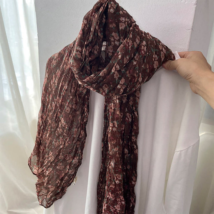 Bufanda suave con estampado floral plisado de primavera para mujer