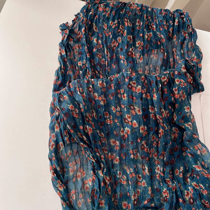 Bufanda suave con estampado floral plisado de primavera para mujer