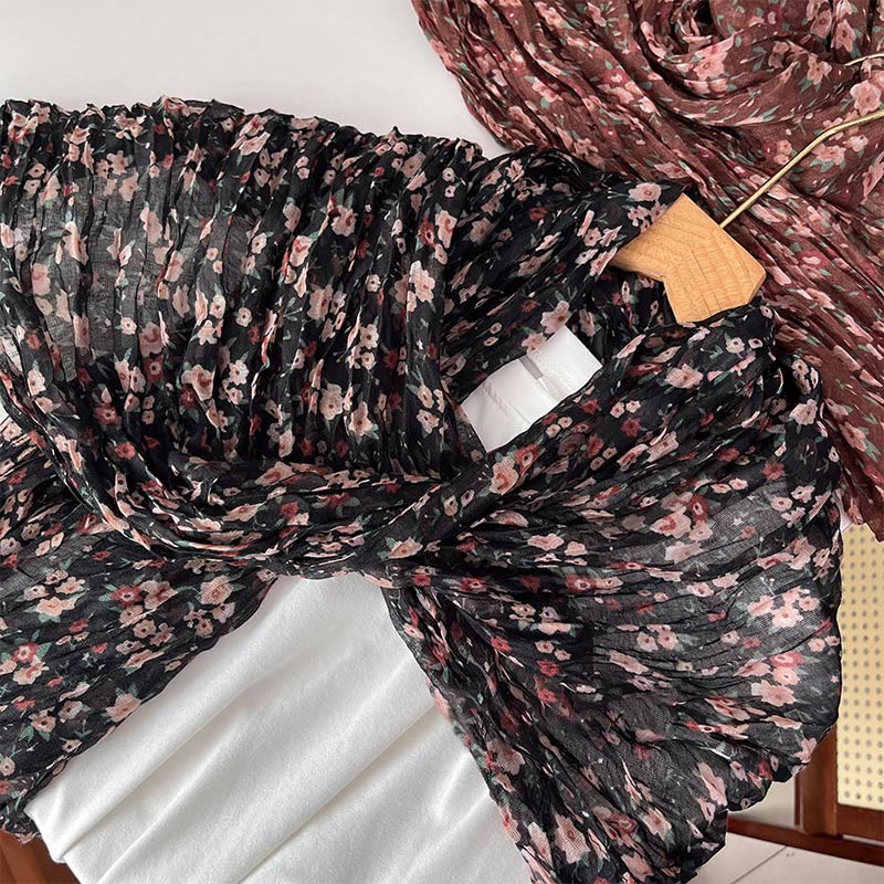 Bufanda suave con estampado floral plisado de primavera para mujer