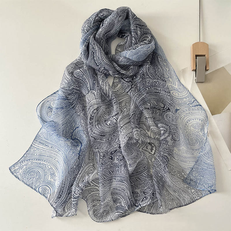 Bufanda de protección solar para playa con estampado de flores de gasa suave de verano para mujer