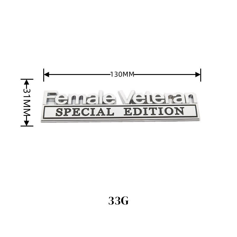 Pegatina de metal para coche de edición especial para mujer veterana