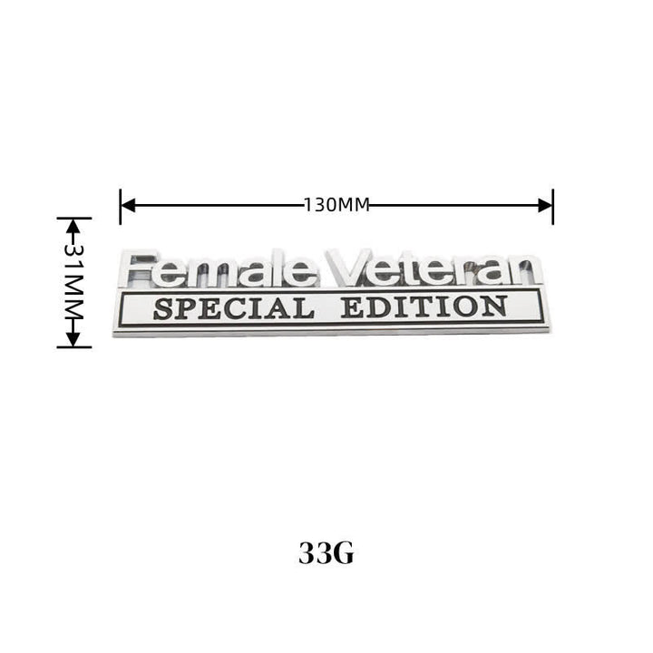Pegatina de metal para coche de edición especial para mujer veterana