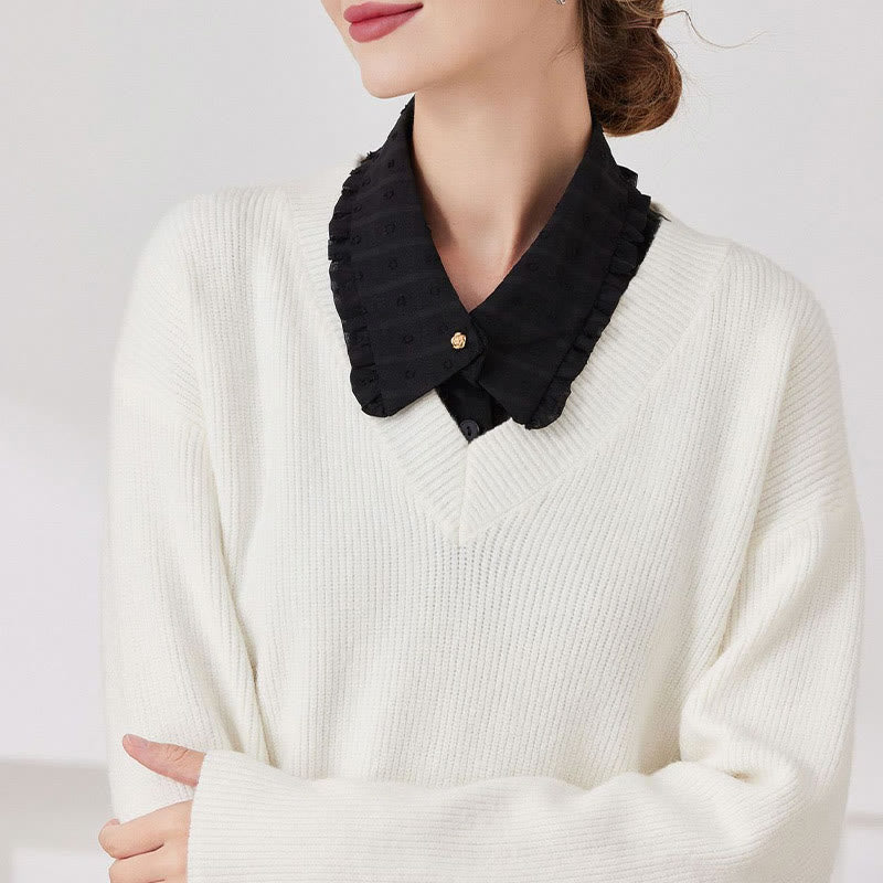 Blusa camisera desmontable con cuello falso y entramado de pétalos