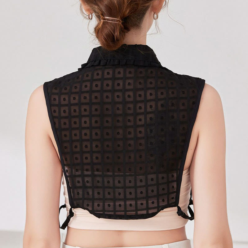 Blusa camisera desmontable con cuello falso y entramado de pétalos