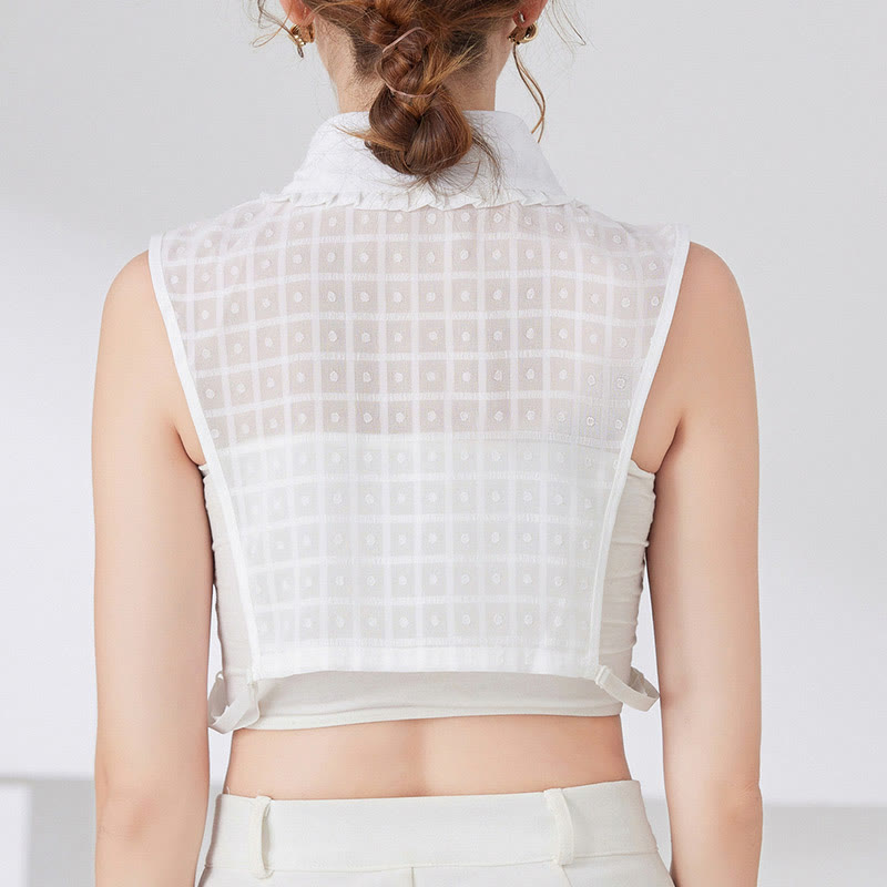 Blusa camisera desmontable con cuello falso y entramado de pétalos