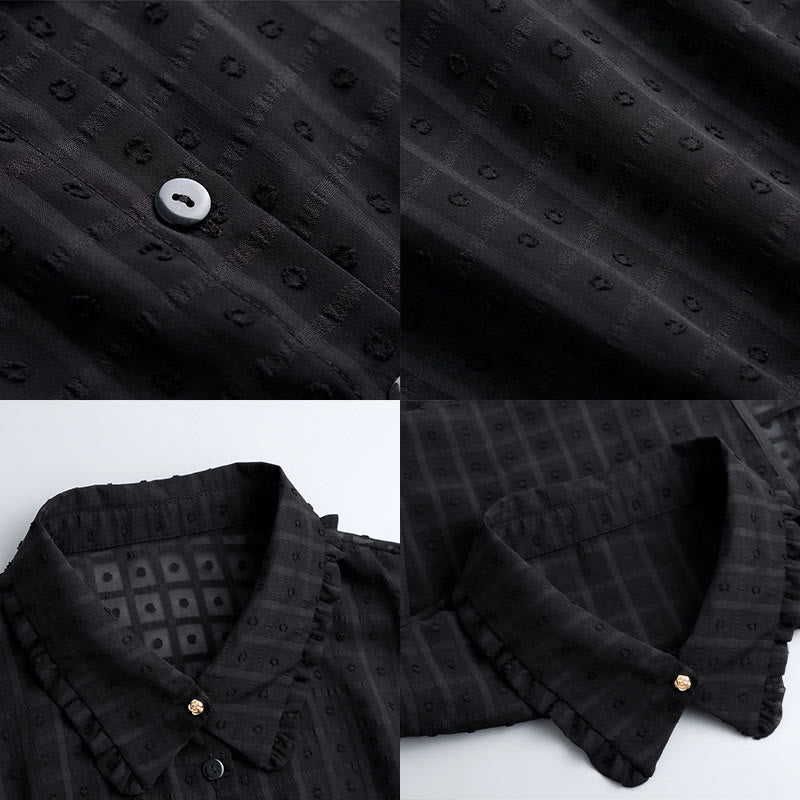 Blusa camisera desmontable con cuello falso y entramado de pétalos