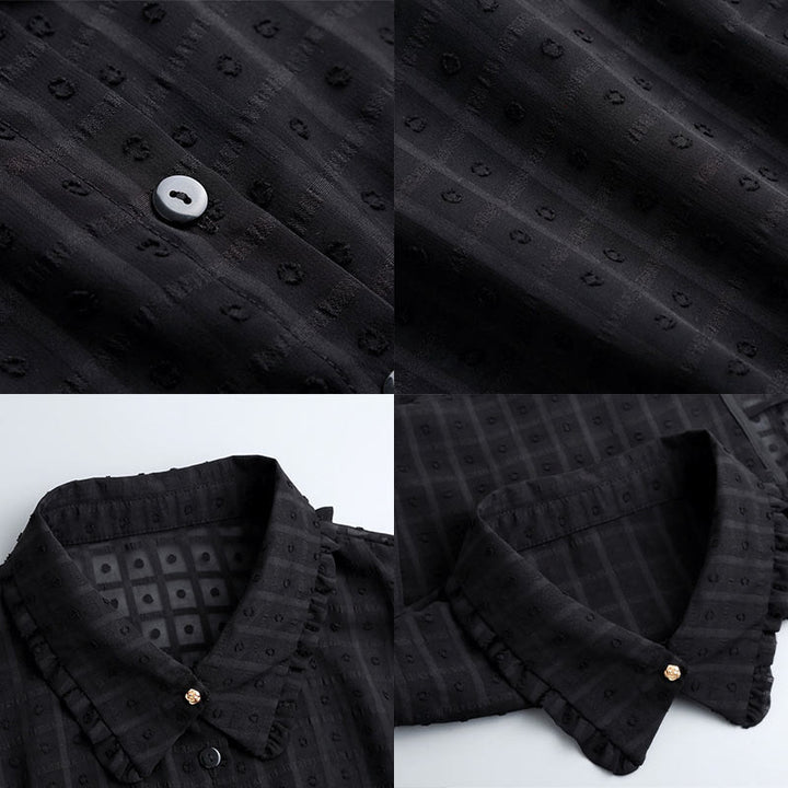 Blusa camisera desmontable con cuello falso y entramado de pétalos