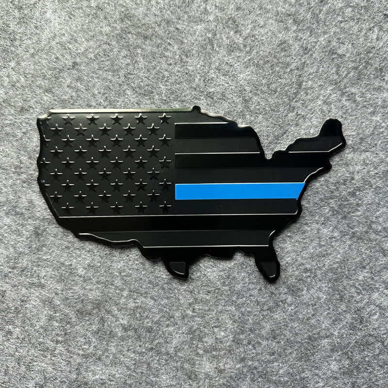 Pegatina de metal con mapa de la bandera estadounidense para coche