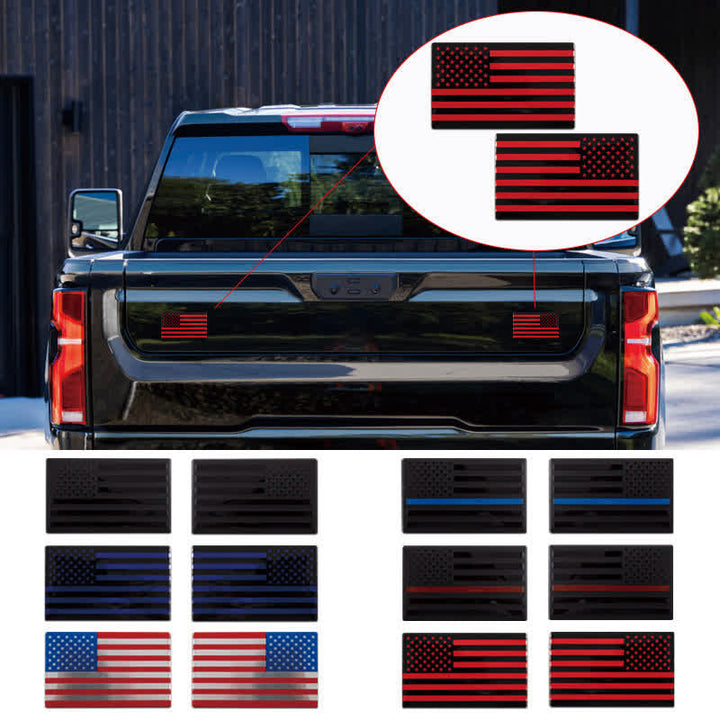 2 pegatinas de metal con la bandera estadounidense para coche