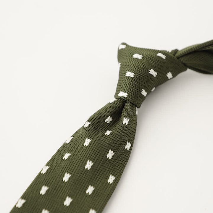 Corbata de punto con estampado de lunares y copos de nieve para hombre