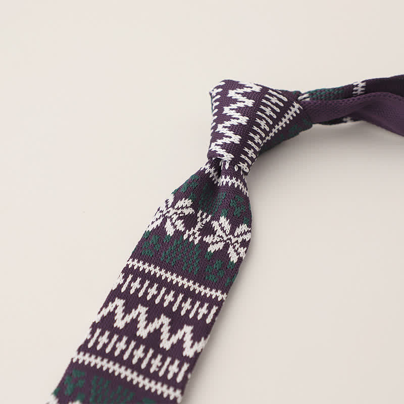 Corbata de punto con estampado de lunares y copos de nieve para hombre