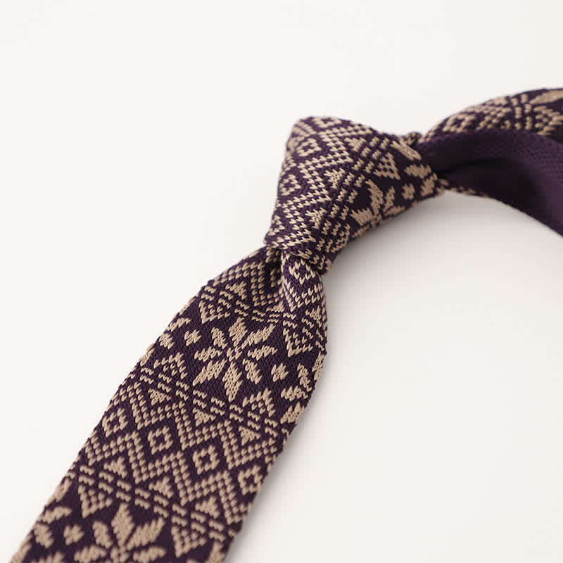 Corbata de punto con estampado de lunares y copos de nieve para hombre