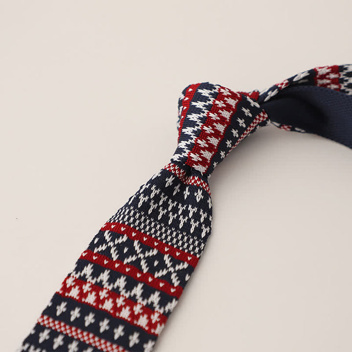 Corbata de punto con estampado de lunares y copos de nieve para hombre