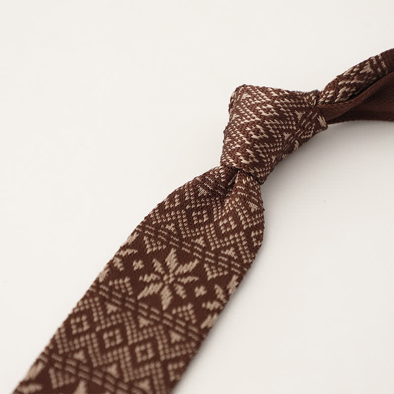 Corbata de punto con estampado de lunares y copos de nieve para hombre