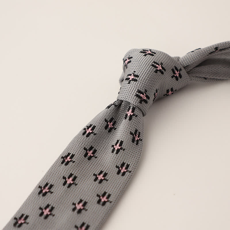 Corbata de punto con estampado de lunares y copos de nieve para hombre