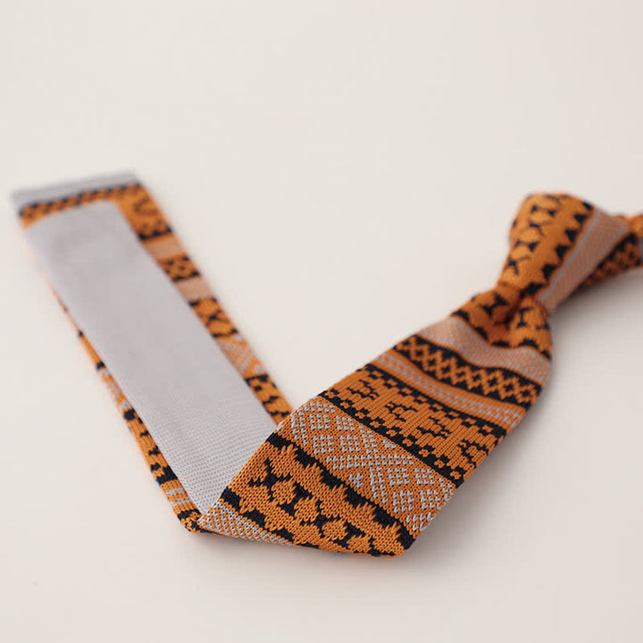 Corbata de punto con estampado de lunares y copos de nieve para hombre