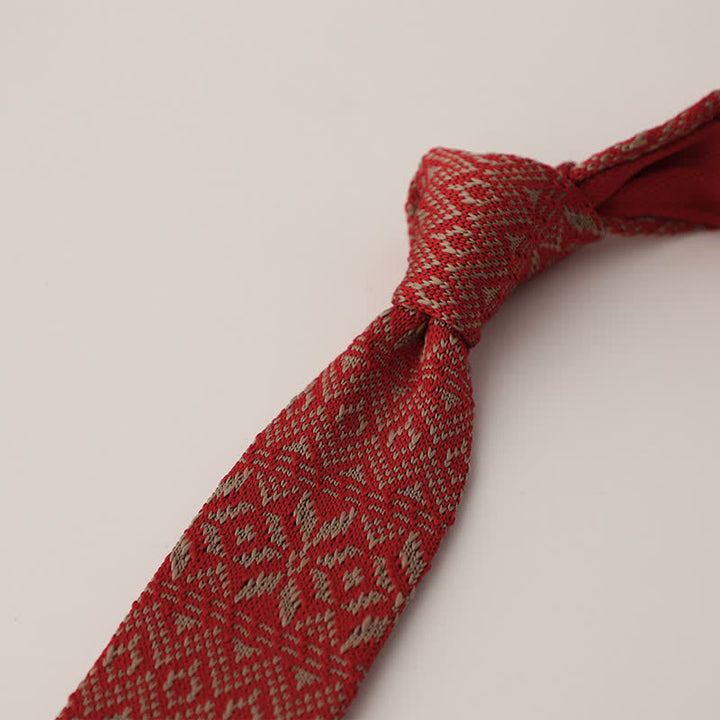 Corbata de punto con estampado de lunares y copos de nieve para hombre