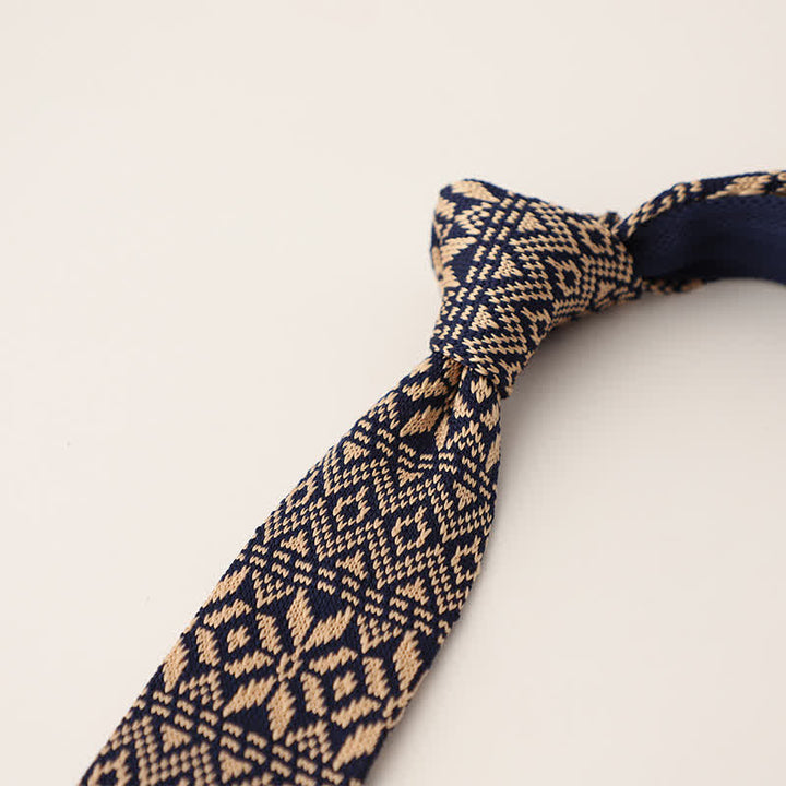 Corbata de punto con estampado de lunares y copos de nieve para hombre