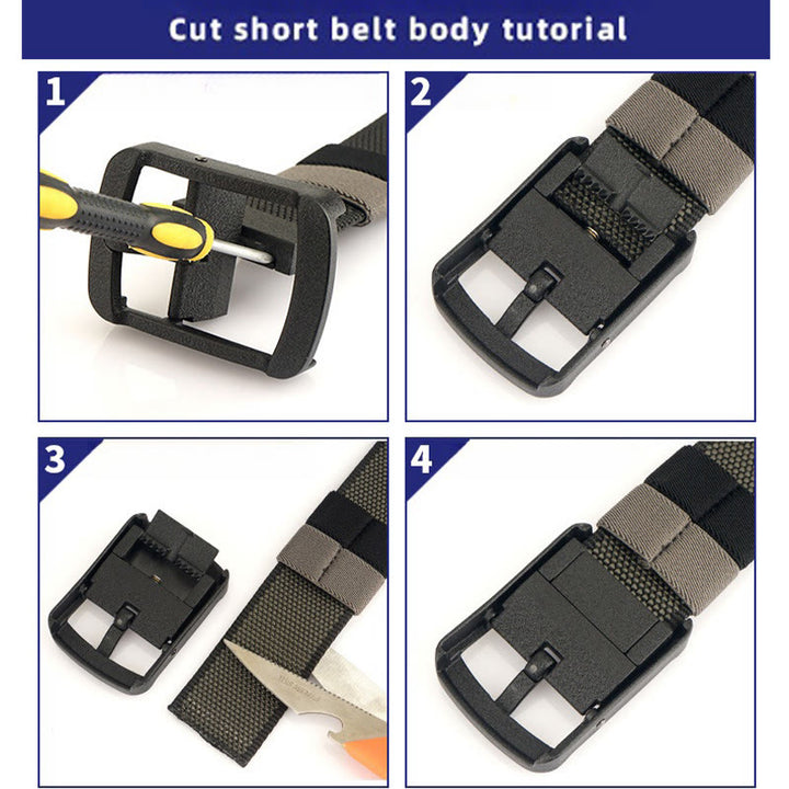 Cinturón de nailon reversible con hebilla giratoria para hombre