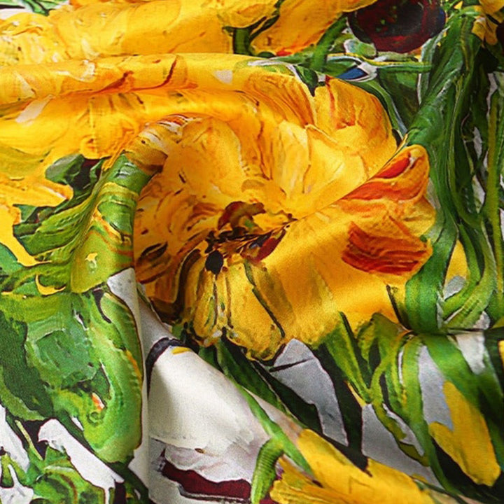 Bufanda fina de seda para mujer con colores cálidos para el sol en primavera