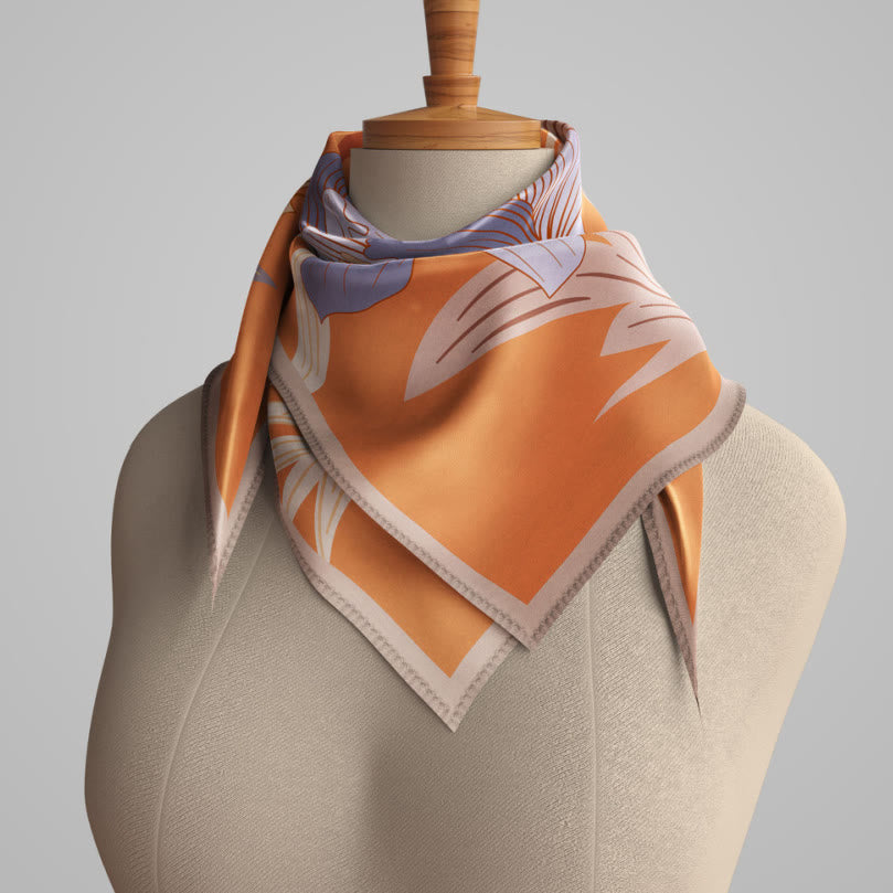 Bufanda fina de seda con estampado floral Protea para mujer