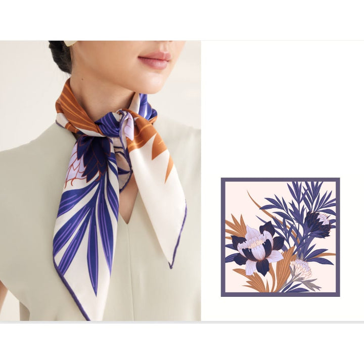 Bufanda fina de seda con estampado floral Protea para mujer