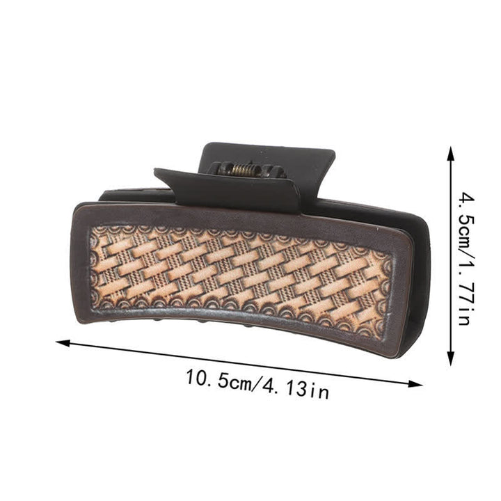 Pinza para el pelo con estampado de girasoles en color café oscuro para mujer