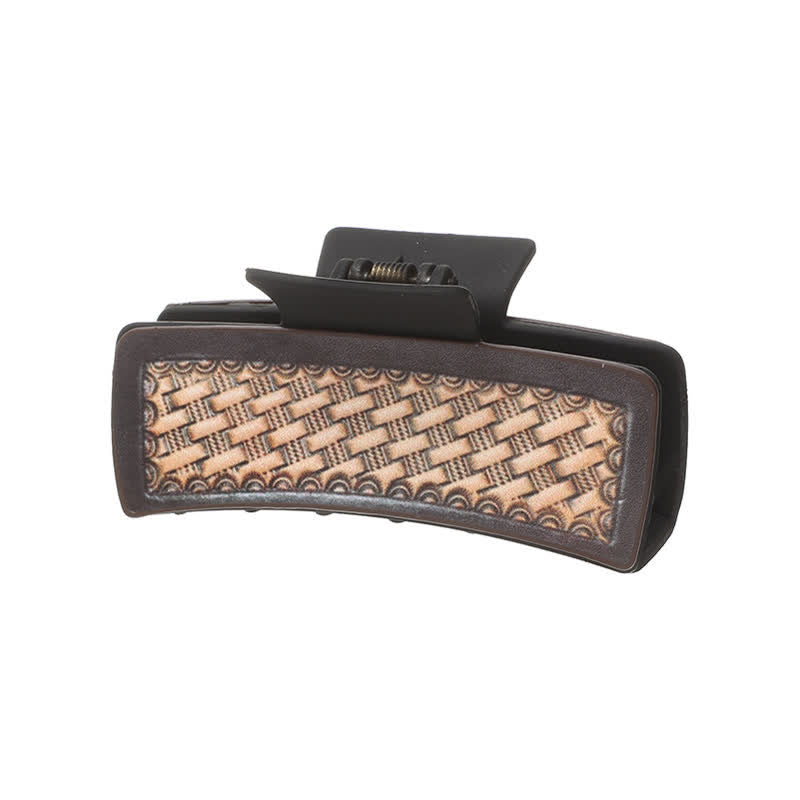 Pinza para el pelo con estampado de girasoles en color café oscuro para mujer