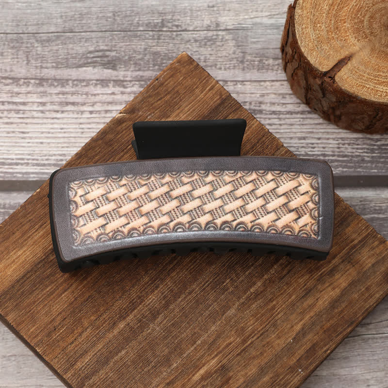 Pinza para el pelo con estampado de girasoles en color café oscuro para mujer