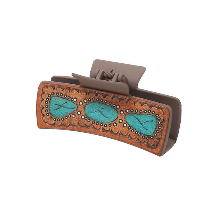 Pinza para el pelo estilo western con estampado de letras de girasol para mujer