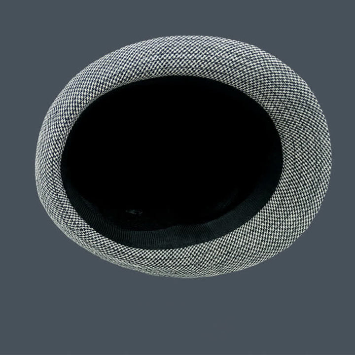 Sombrero Fedora de verano con estampado de pata de gallo y cuadros escoceses británicos para hombre
