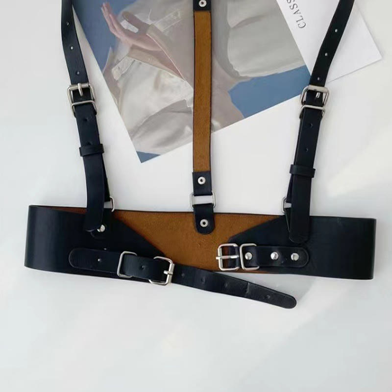 Cinturón de corsé con correa ajustable y cintura de cuero estilo steampunk