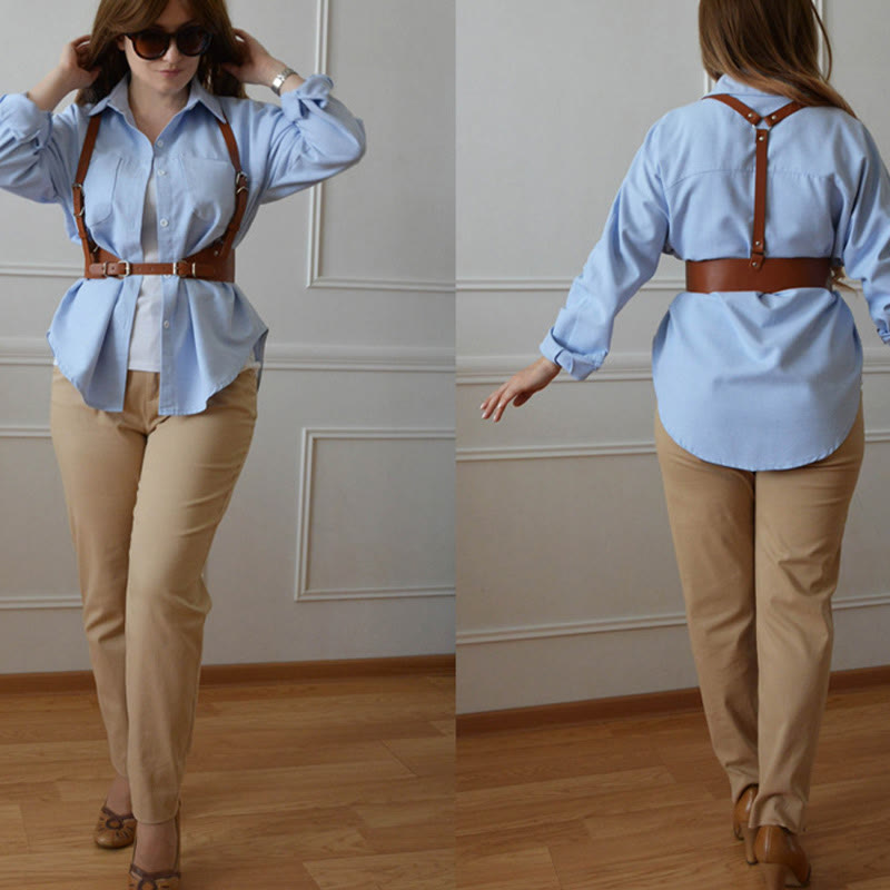 Cinturón de corsé con correa ajustable y cintura de cuero estilo steampunk