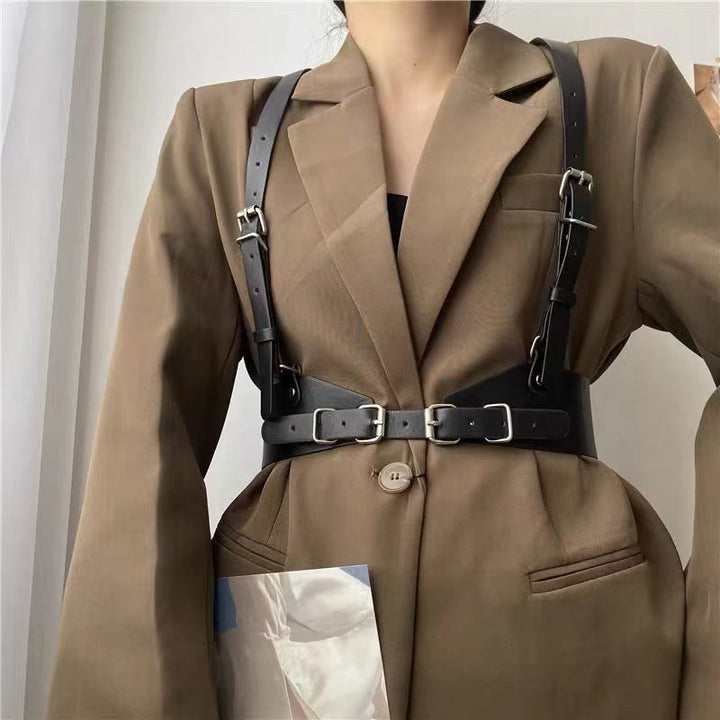 Cinturón de corsé con correa ajustable y cintura de cuero estilo steampunk