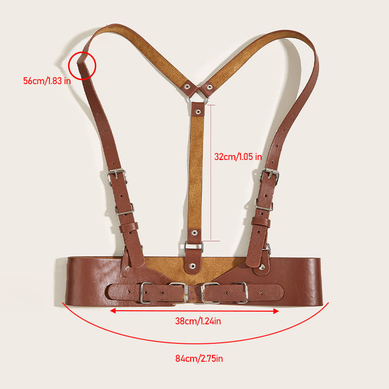 Cinturón de corsé con correa ajustable y cintura de cuero estilo steampunk